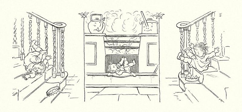 Ilustracja do książki Charlesa Dickensa Magiczna ość ryb (litografia) autorstwa Francis Donkin Bedford