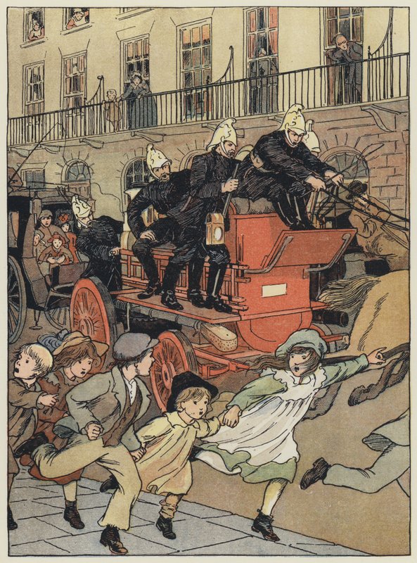 Londyn: A Fire-Engine (kolorowa litografia) autorstwa Francis Donkin Bedford