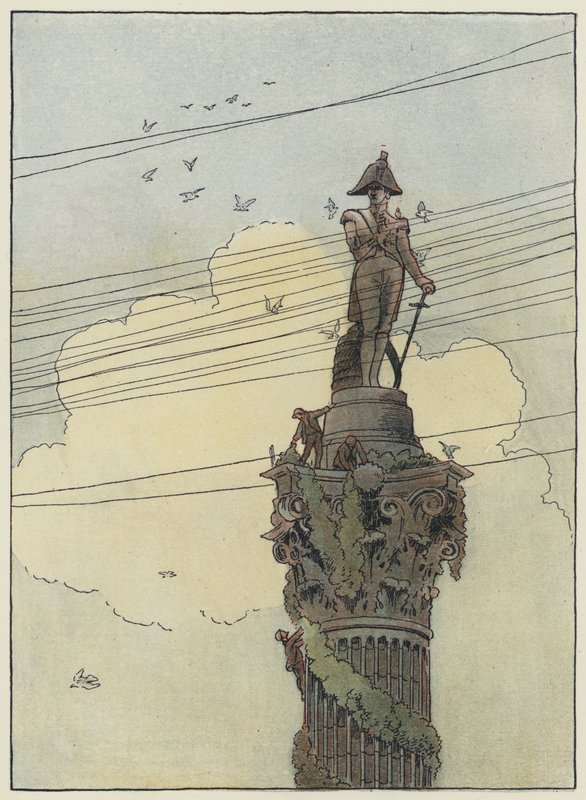 Londyn: Decorating Nelson (kolorowa litografia) autorstwa Francis Donkin Bedford