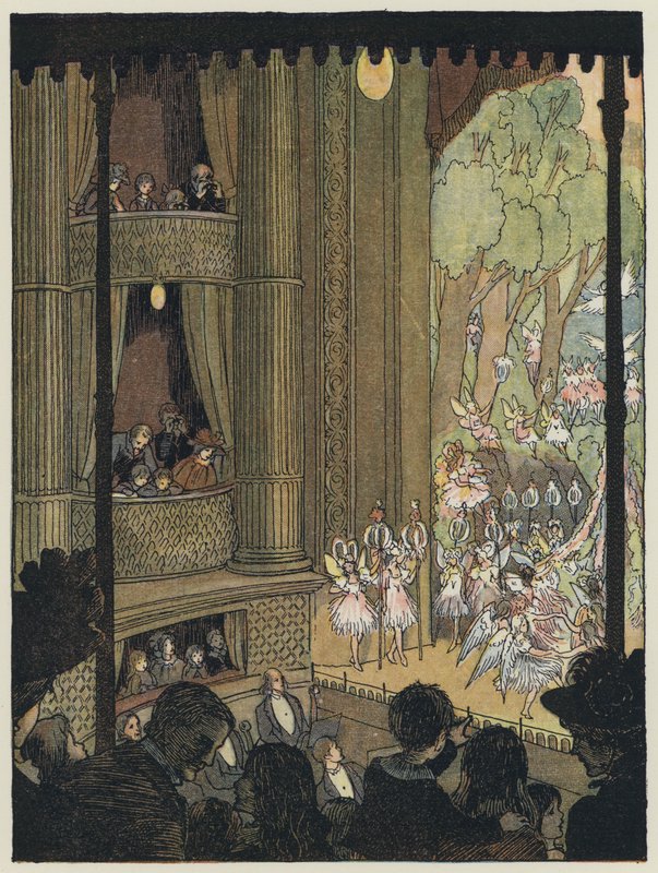 Londyn: Drury Lane Pantomime (kolorowa litografia) autorstwa Francis Donkin Bedford