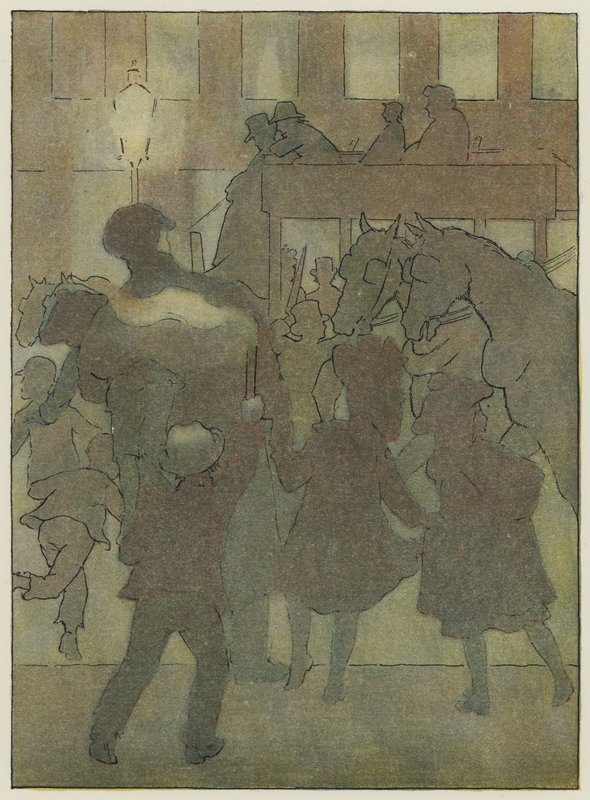 Londyn: W londyńskiej mgle (kolorowa litografia) autorstwa Francis Donkin Bedford