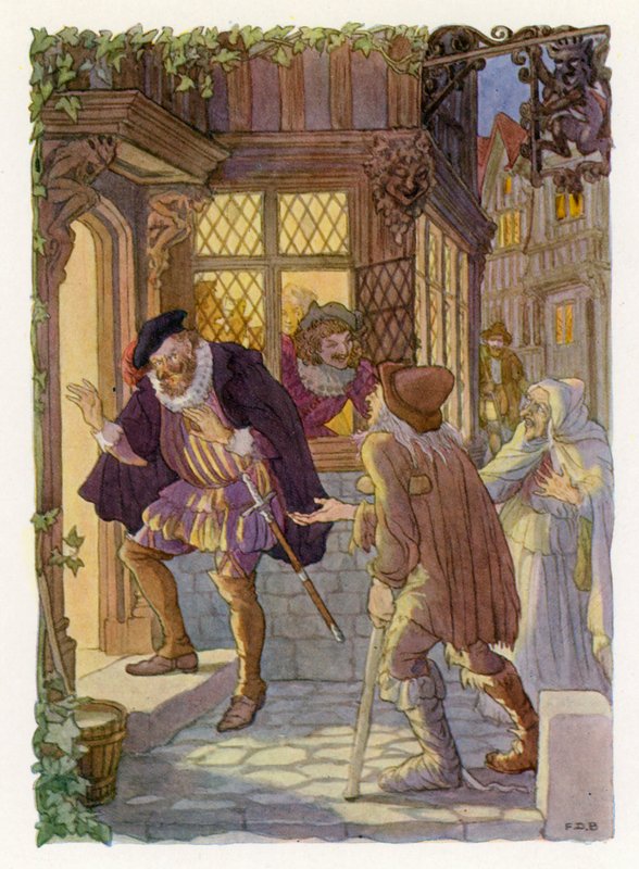 Wesoła Anglia: Bedlam Beggars (kolorowa litografia) autorstwa Francis Donkin Bedford