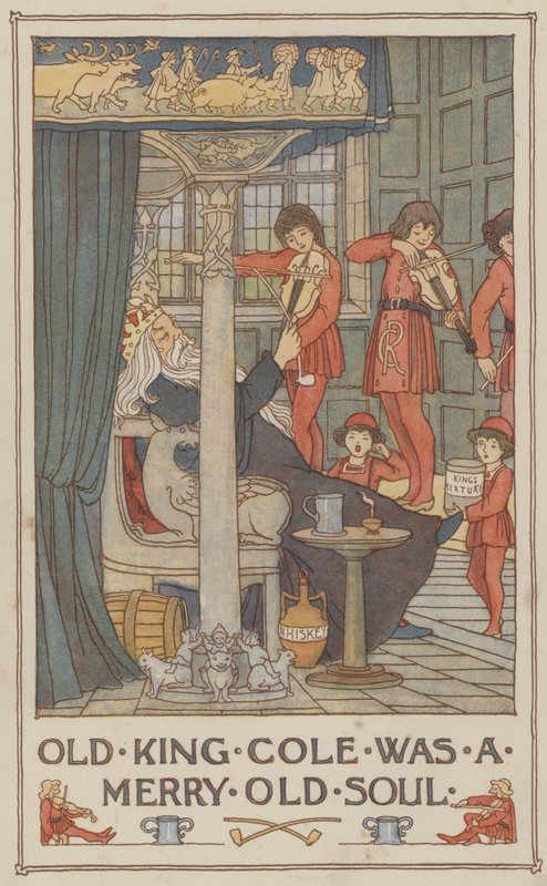 Stary King Cole był wesołą, starą duszą (kolorowa litografia) autorstwa Francis Donkin Bedford