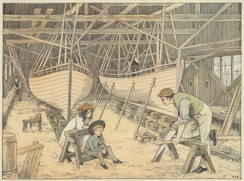 Stoczniowiec (litografia kolorowa) autorstwa Francis Donkin Bedford