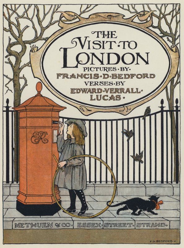 Ilustracja na stronie tytułowej książki "Wizyta w Londynie" (kolorowa litografia) autorstwa Francis Donkin Bedford