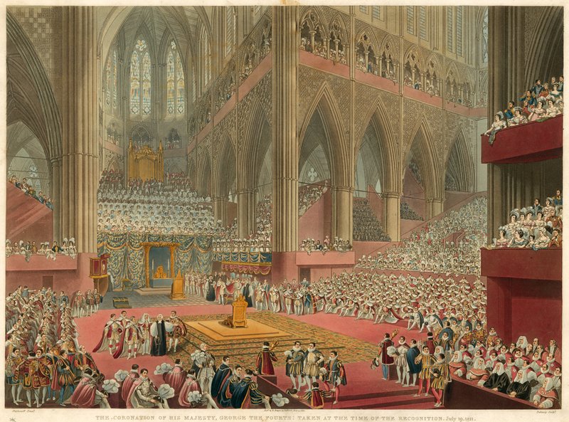 Koronacja Jego Królewskiej Mości Jerzego IV, wykonana w chwili uznania, 19 lipca 1821 r. autorstwa Francis Phillip Stephanoff