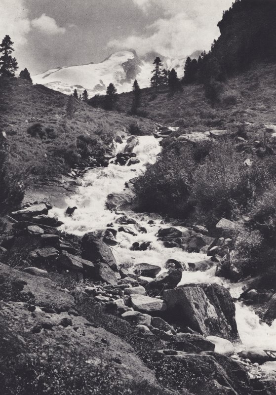 Alpy Wschodnie: Pasmo Reichen z górnego krańca Wildgerlos Tal (zdjęcie czarno-białe) autorstwa Francis Sydney Smythe