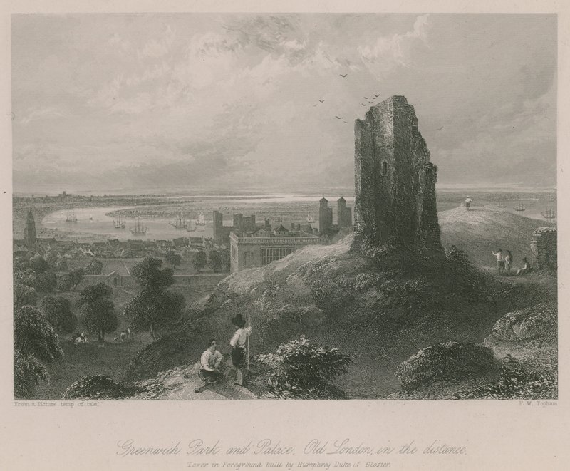 Greenwich Park and Palace, Stary Londyn w oddali autorstwa Francis William Topham