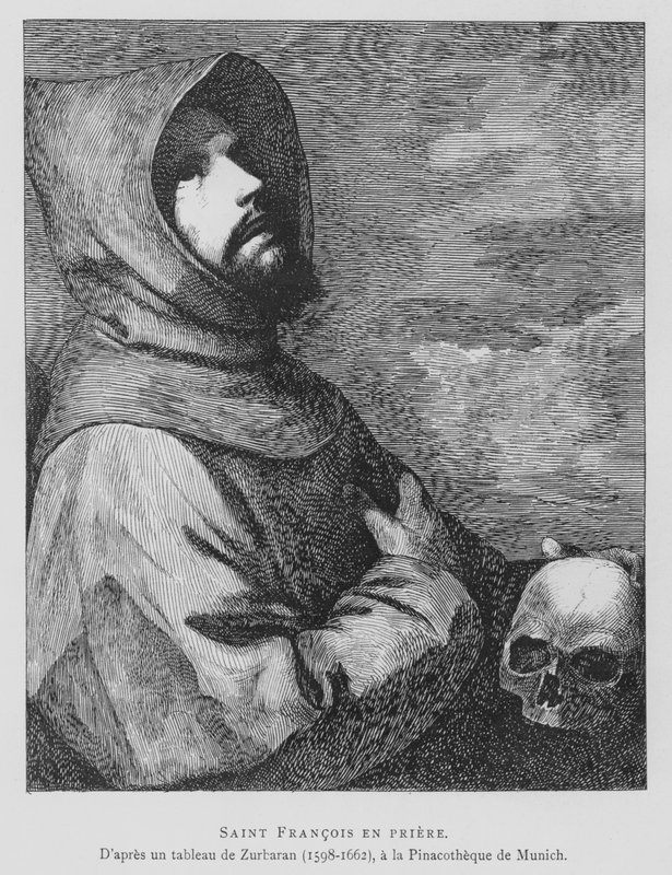 Św. Franciszek z Asyżu w modlitwie (lit) autorstwa Francisco de (after) Zurbaran