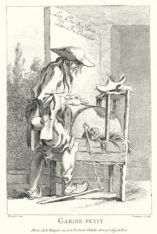 Szlifierka do noży (grawerowanie) autorstwa Francois (after) Boucher