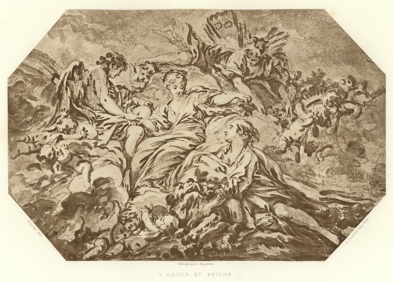 Kupidyn i Psyche (grawerowanie) autorstwa Francois (after) Boucher