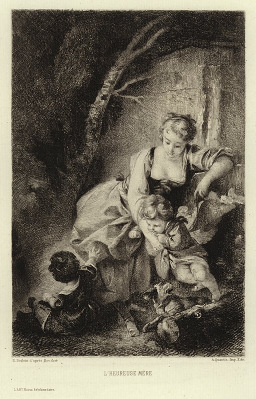 Szczęśliwa Matka (rycina) autorstwa Francois (after) Boucher