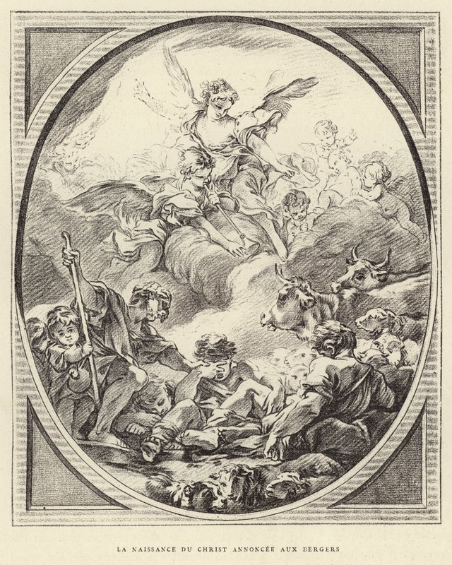 Narodziny Chrystusa zapowiedziane pasterzom (rycina) autorstwa Francois (after) Boucher