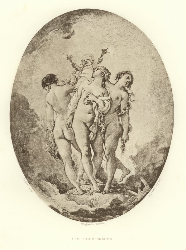 Trzy Gracje (grawerunek) autorstwa Francois (after) Boucher