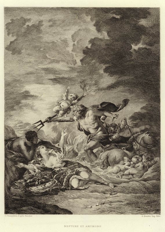 Neptune et Amymone (rycina) autorstwa Francois (after) Boucher