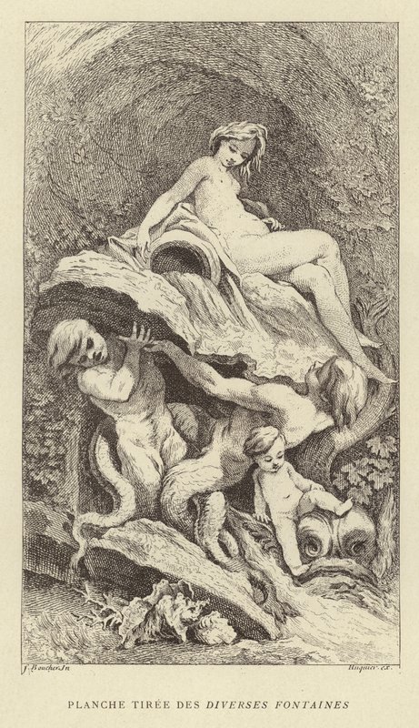 Talerz z Fontann Różnych (rycina) autorstwa Francois (after) Boucher