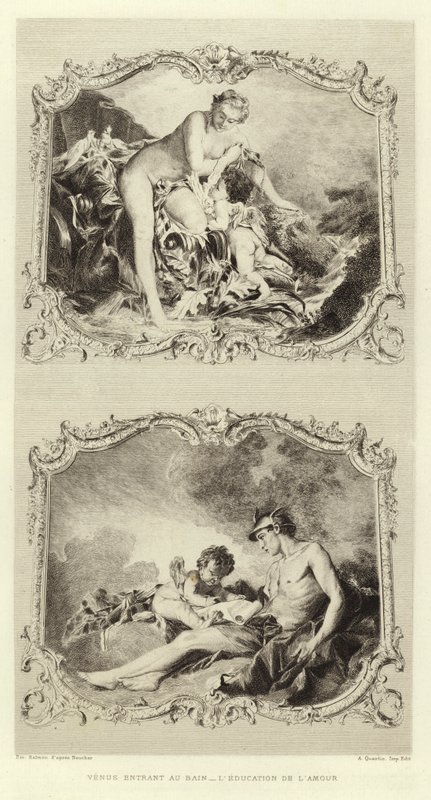 Wenus wchodząca do wanny, Edukacja miłości (rycina) autorstwa Francois (after) Boucher