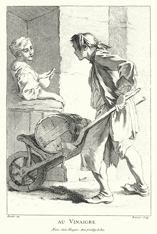 Sprzedawca octu (grawerunek) autorstwa Francois (after) Boucher