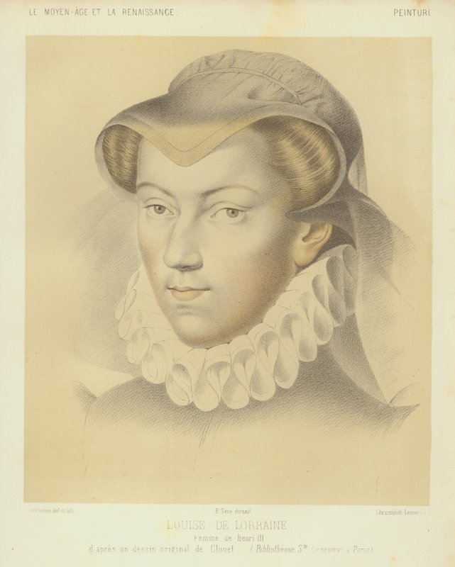 Louise of Lorraine, żona króla Henryka III Francji (chromolitho) autorstwa Francois (after) Clouet