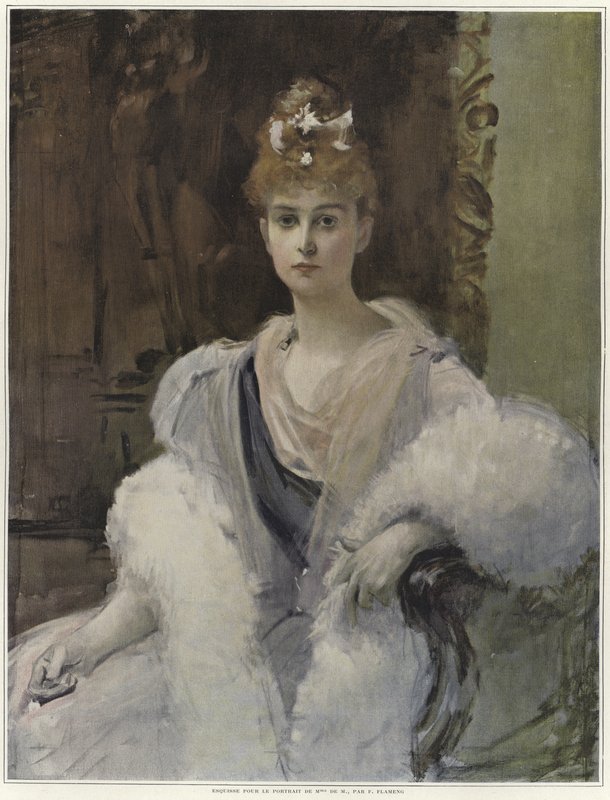 Szkic do portretu Mme de M autorstwa Francois Flameng