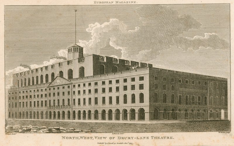 Północno-zachodni widok na Drury Lane Theatre, Londyn autorstwa Francois Louis Thomas Francia