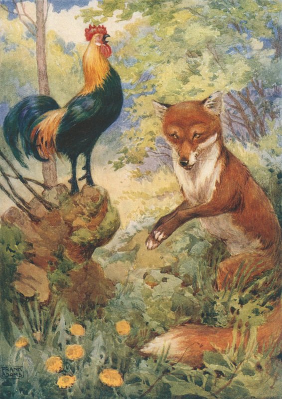 Chanticleer i Dan Russell, z Opowieści kanterberyjskich Geoffreya Chaucera autorstwa Frank Adams