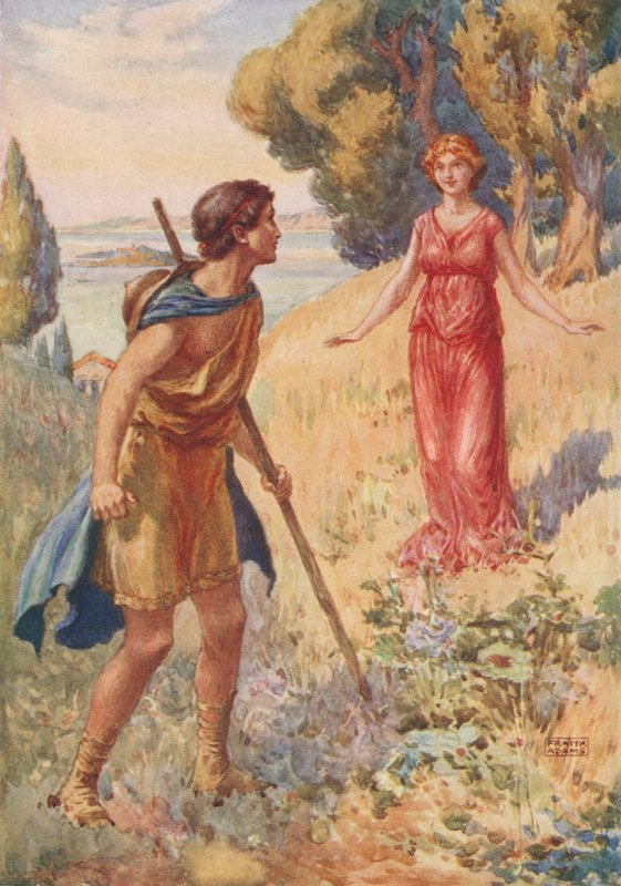 Lycius Meets Lamia, od Lamia autorstwa Johna Keatsa autorstwa Frank Adams
