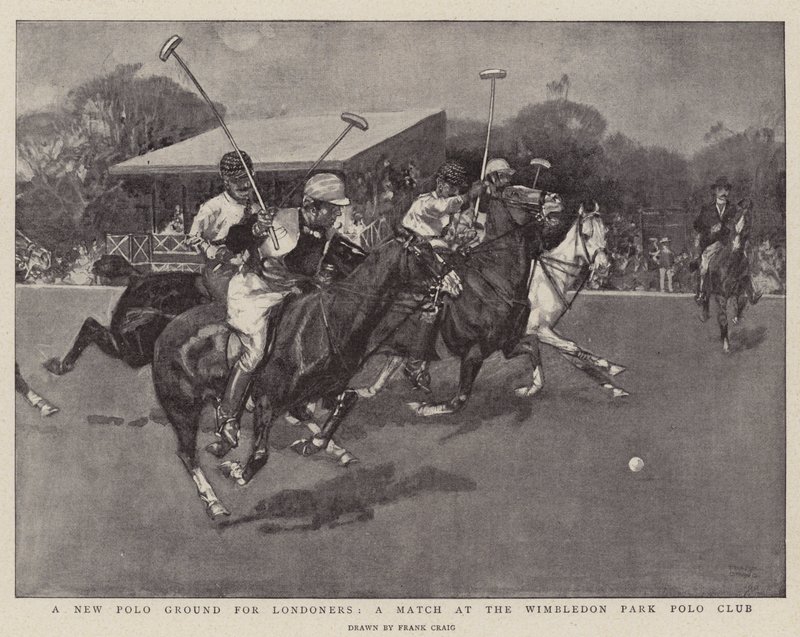 Nowe boisko do polo dla londyńczyków, mecz w Wimbledon Park Polo Club autorstwa Frank Craig