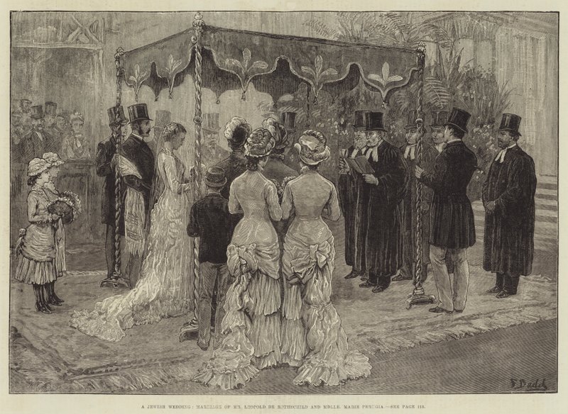 Żydowski ślub, małżeństwo pana Leopolda de Rothschild i Mademoiselle Marie Perugia autorstwa Frank Dadd