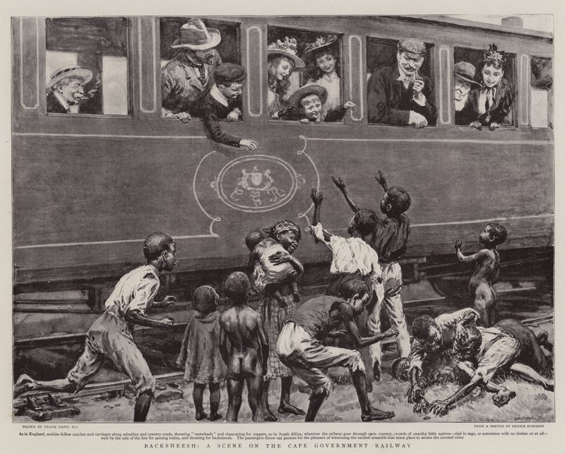 Backsheesh, scena na Przylądkowej Kolei Rządowej autorstwa Frank Dadd