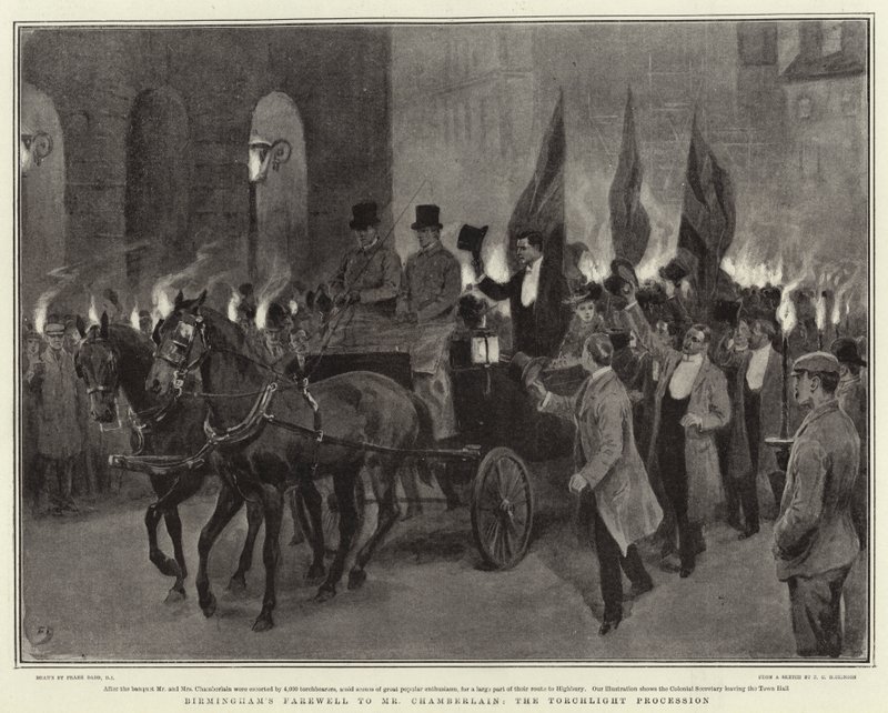 Pożegnanie Birmingham z panem Chamberlainem, procesja z pochodniami autorstwa Frank Dadd