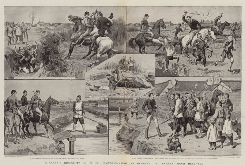 Europejscy mieszkańcy Chin, Paper-Chasing w Szanghaju jest lokalnie bardzo niezadowolony autorstwa Frank Dadd