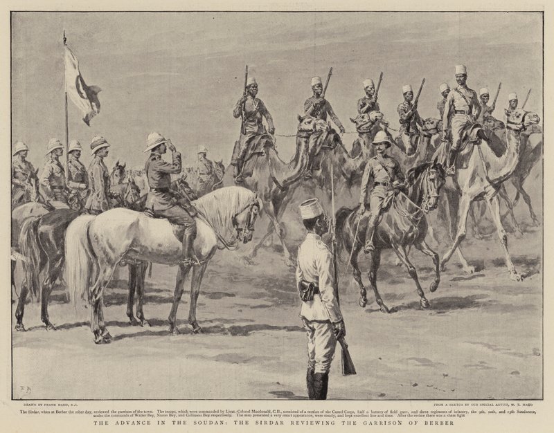 Natarcie w Sudanie, przegląd Sirdara Garnizonu Berberów autorstwa Frank Dadd