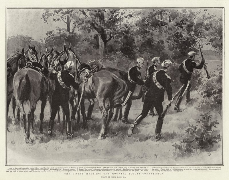 Bisley Meeting, Zawody Harcerzy Konnych autorstwa Frank Dadd