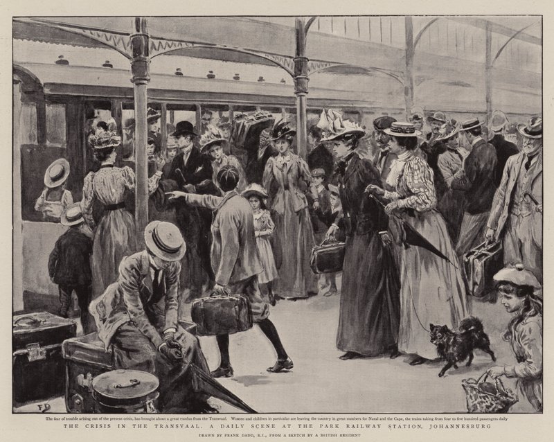 Kryzys w Transwalu, czyli codzienna scena na dworcu Park Railway, Johannesburg autorstwa Frank Dadd