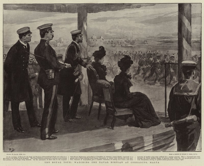 The Royal Tour, oglądanie pokazu marynarki wojennej w Corradino na Malcie autorstwa Frank Dadd