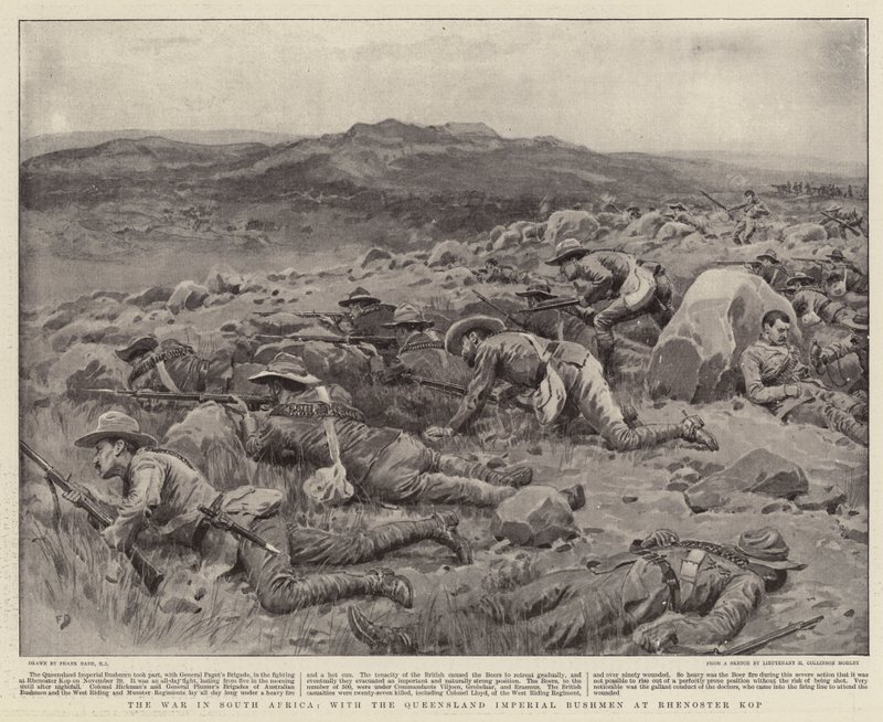 Wojna w Afryce Południowej, z Queensland Imperial Bushmen w Rhenoster Kop autorstwa Frank Dadd