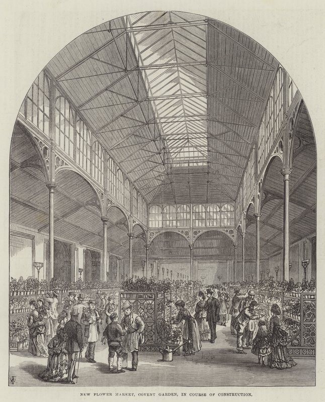 Nowy targ kwiatowy, Covent Garden, w trakcie budowy autorstwa Frank Watkins