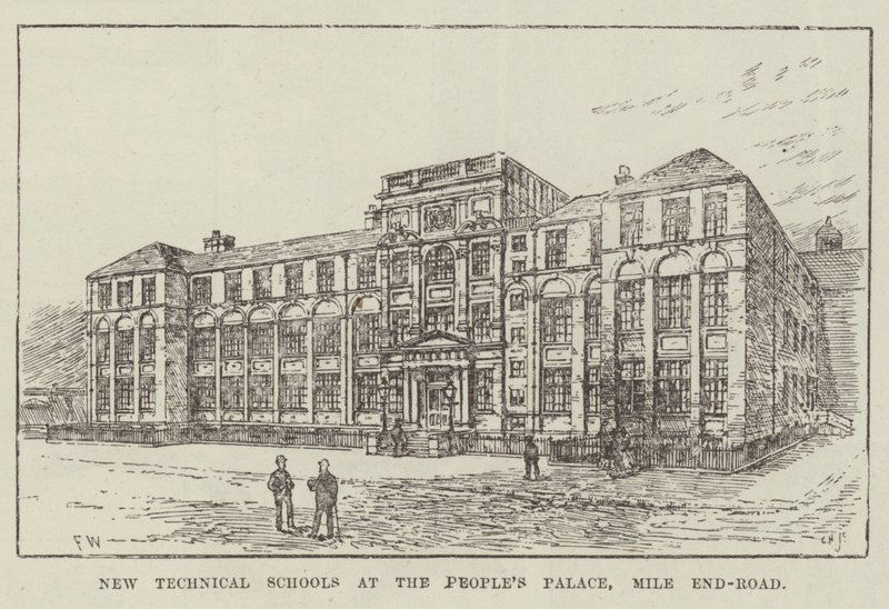 Nowe szkoły techniczne w Pałacu Ludowym, Mile End-Road autorstwa Frank Watkins