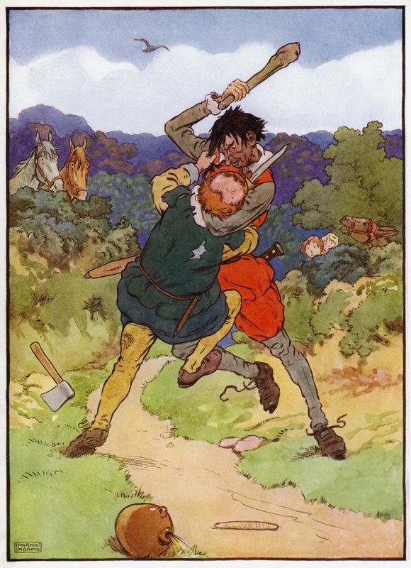 Ilustracja do filmu "Babes in the Wood" (litografia kolorowa) autorstwa Frank Adams