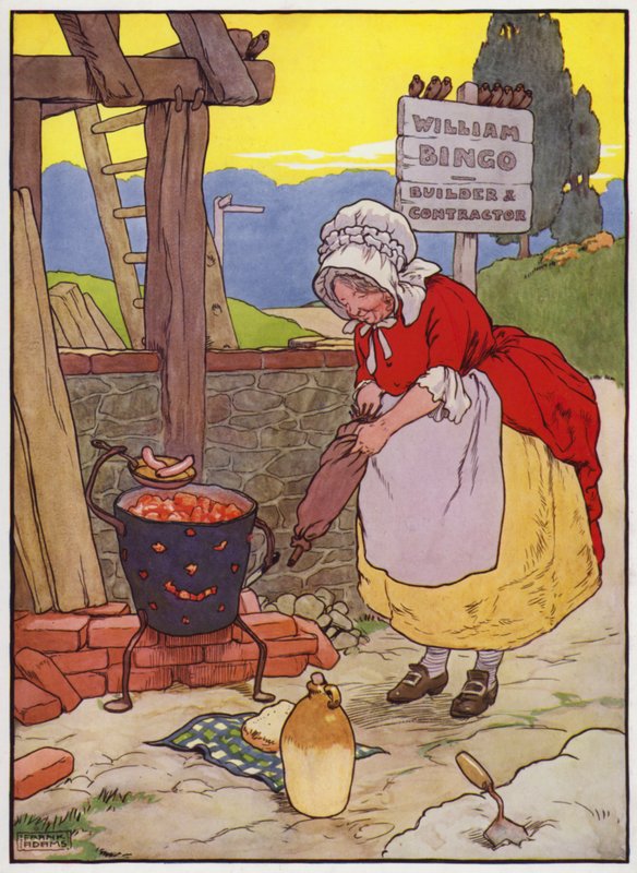 Ilustracja do starej damy kłusa i jej świni (kolor lito) autorstwa Frank Adams