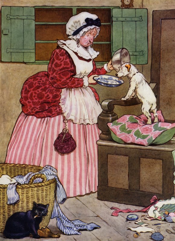 Ilustracja do Starej Matki Hubbard (kolor lito) autorstwa Frank Adams