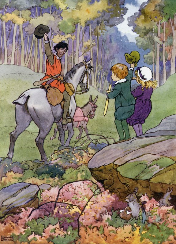 Ilustracja do The Babes in the Wood (kolor lito) autorstwa Frank Adams