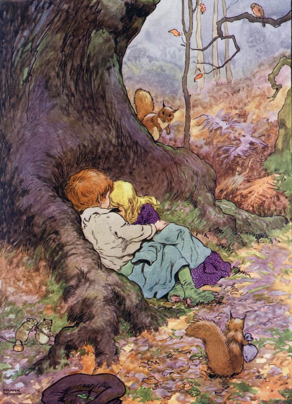 Ilustracja do The Babes in the Wood (kolor lito) autorstwa Frank Adams
