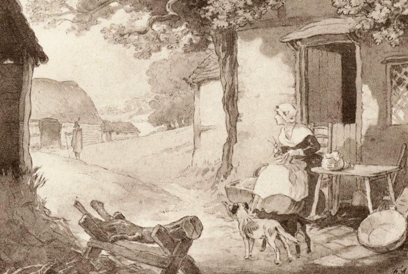Ilustracja do The Scholar-Gipsy autorstwa Matthew Arnolda (kolor lito) autorstwa Frank Adams