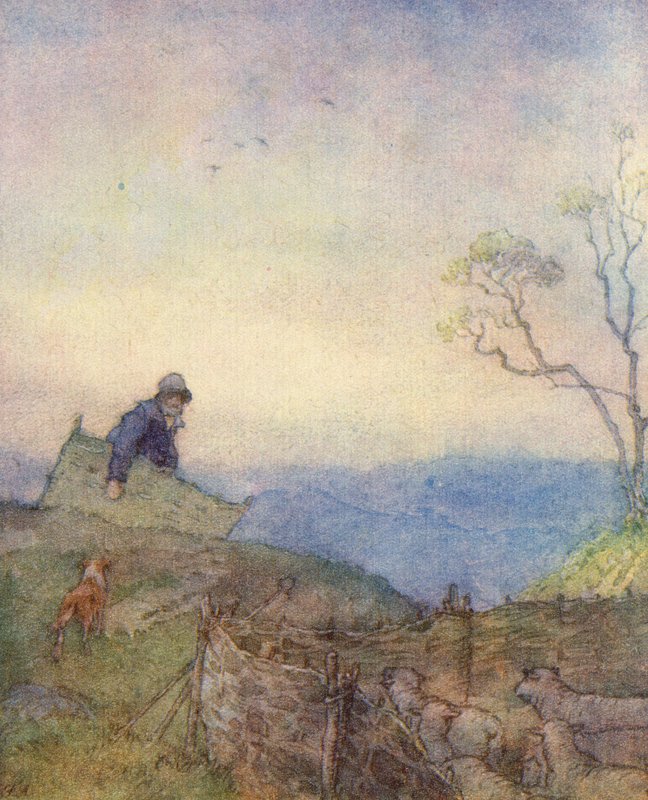 Ilustracja do The Scholar-Gipsy autorstwa Matthew Arnolda (kolor lito) autorstwa Frank Adams