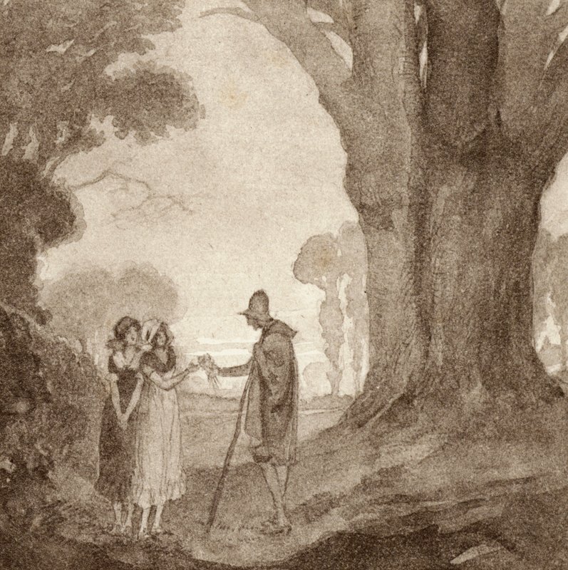 Ilustracja do The Scholar-Gipsy autorstwa Matthew Arnolda (kolor lito) autorstwa Frank Adams