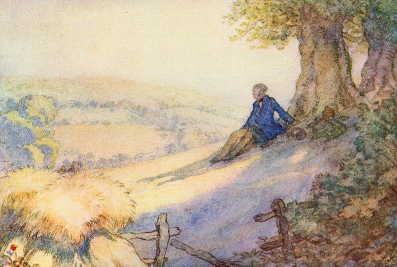 Ilustracja do The Scholar-Gipsy autorstwa Matthew Arnolda (kolor lito) autorstwa Frank Adams