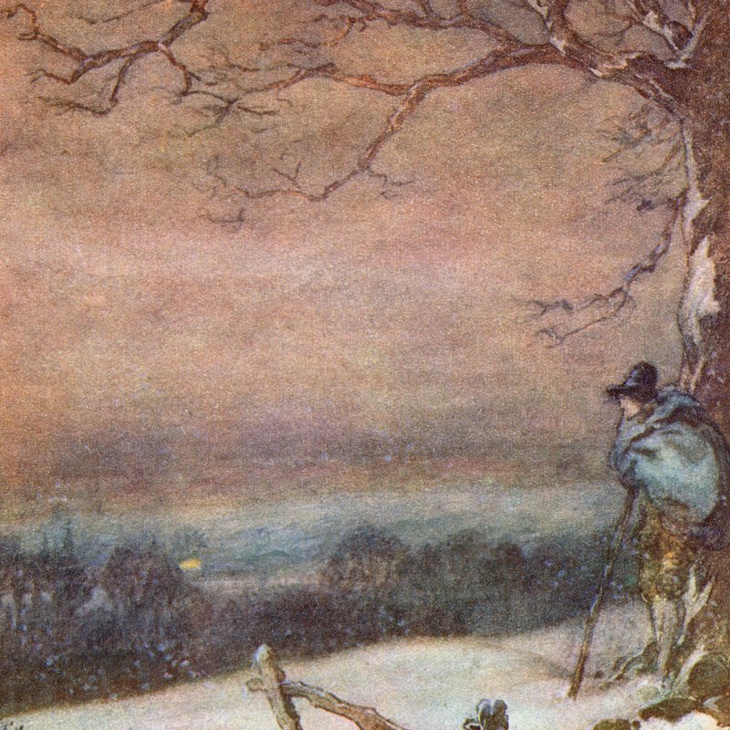 Ilustracja do The Scholar-Gipsy autorstwa Matthew Arnolda (kolor lito) autorstwa Frank Adams