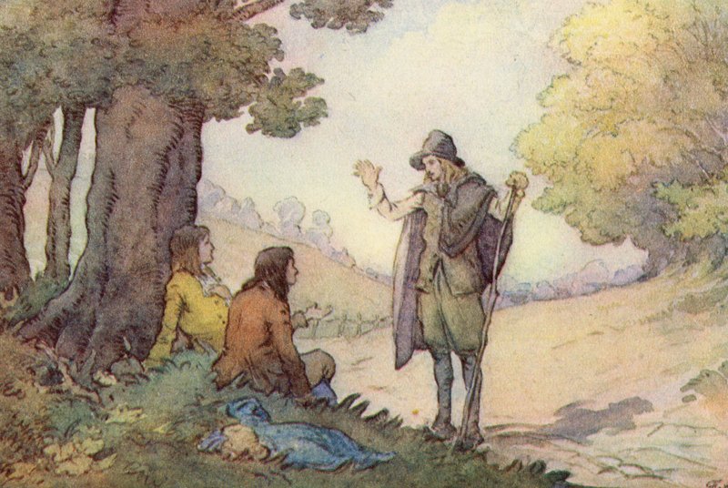 Ilustracja do The Scholar-Gipsy autorstwa Matthew Arnolda (kolor lito) autorstwa Frank Adams